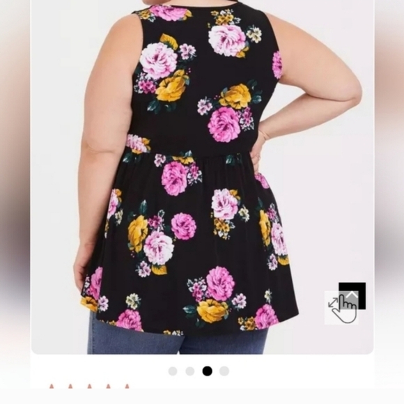 Torrid 00 Black Floral Studio Knit Babydoll - Picture 2 of 6